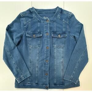 D&Co Jacket Stretch Denim Long Sleeve Button Front Womens Size M (107)